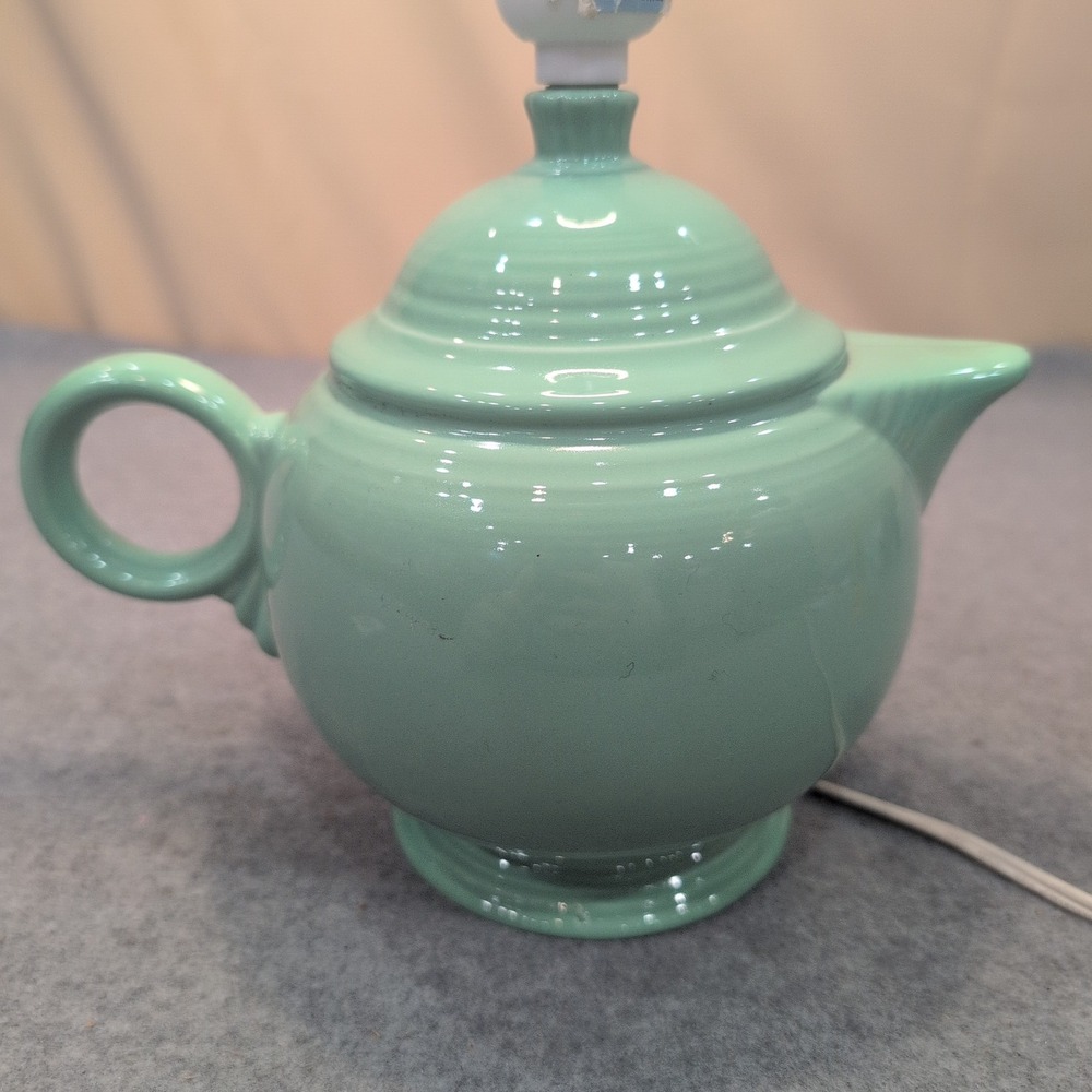 Fiesta Seafoam Green Ceramic Teapot Table Lamp Novelty Kitchen Accent Light - Picture 2 of 7